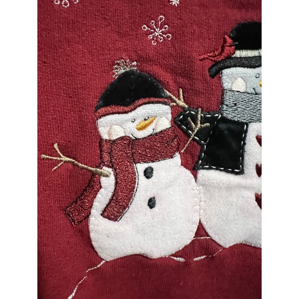 Vintage Top Stitch Sweatshirt Large Burgundy Snowman Embroidered Christmas - Picture 4 of 6
